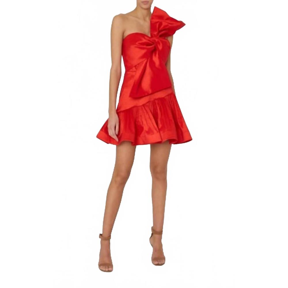 NEW MILLY harley bow mini dress in red